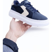 Liarca Mavi Kadın Sneaker Kalın Taban Bağcıklı Rahat Günlük Yürüyüş Spor Ayakkabı