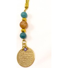 Biuti Doğal Taşlı Metal Ayetel Kürsi Araba Dikiz Ayna Süsü, Gold Renkli