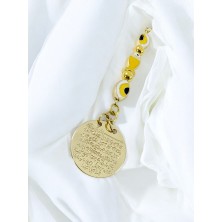 Biuti Sarı Balık Nazar Metal Ayetel Kürsi Araba Dikiz Ayna Süsü, Gold Renkli