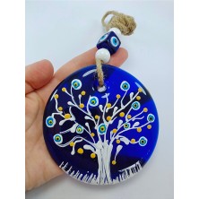 Ennea Art Hayat Ağacı Nazar Boncuğu El Apımı Cam Duvar Dekoru Hediyelik Eşya 10 cm