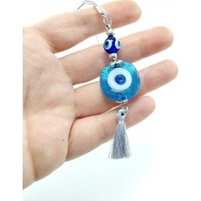 Biuti Turkuaz Nazar Boncuğu Araba Dikiz Ayna Süsü El Yapımı Cam Danagözü Metalik Ipli Hediyelik Aksesuar