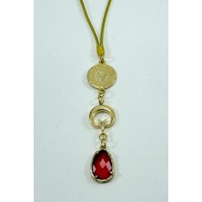 Biuti Kırmızı Taş Detaylı Ay Yıldız Araba Dikiz Ayna Süsü, Yeni Araba Hediyesi