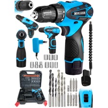 Özgürce Çift Akülü Vidalama Matkap Seti, 24 Parça, Güçlü ve Dayanıklı, Mavi