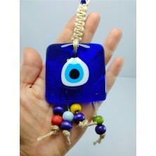 Ennea Art Kare Nazar Boncuğu 6*6 cm Makrome Duvar Dekoru