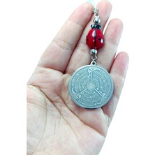 Biuti Uğur Böceği Gümüş Renk Çelik Çift Taraflı Ayetel Kürsi Felak Nas Ihlas Araba Dikiz Ayna Süsü