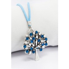 Biuti Turkuaz Parlak Taşlı Metal Hayat Ağacı Araba Dikiz Ayna Süsü, Yeni Araba Hediyesi