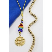 Biuti El Yapımı Renkli Cam Balıklı Yaşam Çiçeği Araç Dikiz Ayna Süsü, Hediyelik Araba Hediyesi