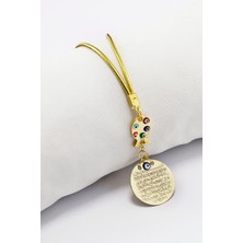 Biuti Renkli Nazarlı Balık Metal Ayetel Kürsi Dualı Dikiz Ayna Süsü, Yeni Araba Hediyesi