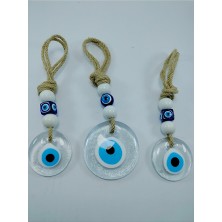 Ennea Art Saydam Nazar Boncuğu Seti El Yapımı Cam Duvar Dekoru Hediyelik Eşya Üçlü Set