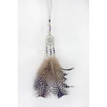 Biuti El Yapımı Lila Cam Nazar Boncuklu Tüylü Araba Dikiz Ayna Süsü, Yeni Araba Hediyesi