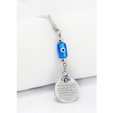 Biuti Dikdörtgen El Yapımı Cam Nazar Boncuklu Metal Ayetel Kürsi Araba Dikiz Ayna Süsü, Araba Hediyesi