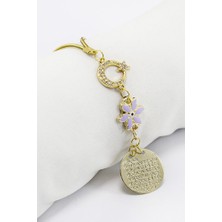 Biuti Parlak Taşlı Ay Yıldızlı Sedefli Metal Ayetel Kürsi Araba Dikiz Ayna Süsü, Yeni Araba Hediyesi