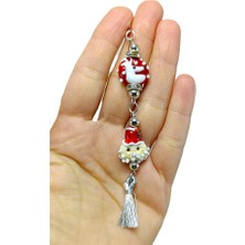 Biuti Noel Baba Yılbaşı Araba Dikiz Ayna Süsü, El Yapımı Cam Boncuklu Lüks Hediyelik, Yeni Yıl Hediyesi