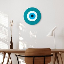 Ennea Art Minimalist Turkuaz Nazar Boncuğu El Yapımı Ahşap Büyük Nazarlık 20 cm Hediyelik Eşya