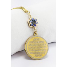 Biuti Lacivert Çerçeveli Çiçek Ayetel Kürsi Felak Nas Ihlas Araba Dikiz Ayna Süsü, Yeni Araba Hediyesi