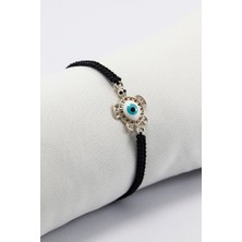 Biuti Mineli Metal Beyaz Kaplumbağalı Nazar Boncuğu Ayarlanabilir Asansörlü Bileklik