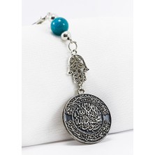 Biuti Turkuaz Doğal Taşlı Hamse Eli Mühr-Ü Şerif Araba Dikiz Ayna Süsü, Yeni Araba Hediyesi