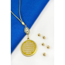 Biuti Elips Zirkon Taşlı Paslanmaz Çelik Ayetel Kürsi Felak Nas Ihlas Araba Dikiz Ayna Süsü