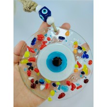 Ennea Art Renkli Nazar Boncuğu 12CM El Yapımı Cam Duvar Dekoru