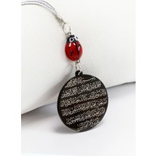 Biuti Cam Uğur Böcekli Siyah Çelik Çift Taraflı Ayetel Kürsi Fatiha Dualı Araba Dikiz Ayna Süsü