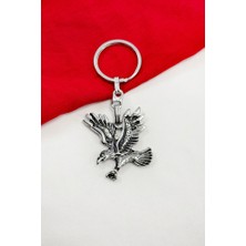 Biuti Gümüş Renkli Metal Eskitme Kartal Anahtarlık/ Kuşlu Çanta Süsü