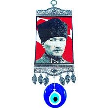 Biuti Büyük Mustafa Kemal Atatürk Resimli Cam Nazar Boncuğu Duvar Dekorasyon Süsü Hediyelik