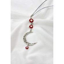 Biuti Kırmızı Nazar Boncuklu Ay Araba Dikiz Ayna Süsü, Yeni Araba Hediyesi