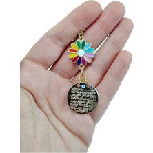 Biuti Renkli Çiçekli Nazar Boncuğu Araba Dikiz Ayna Süsü Metal Ayetel Kürsi, Lüks Yeni Araba Hediyesi