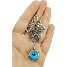 Biuti Çift Taraflı Nazar Boncuklu Fatma Ana Eli Dikiz Ayna Süsü Eskitme Metal Hamse Yeni Araba Hediyesi