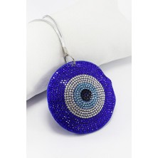 Biuti Keçe Üzerine Parlak Taşlı Nazarlı Araba Dikiz Ayna Süsü, Yeni Araba Hediyesi