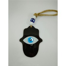 Ennea Art Siyah Fatıma Eli Nazar Boncuğu Duvar Dekoru Hamse Eli El Yapımı Hediyelik Eşya