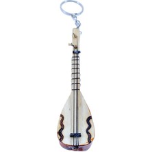 Ennea Art Ahşap Minyatür Bağlama Anahtarlık/dikiz Ayna Süsü El Yapımı Hediyelik Aksesuar