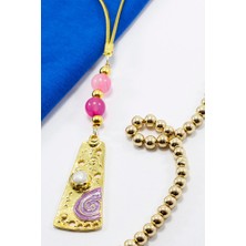 Biuti Pembe Boncuklu Sedefli Otantik Girdap Desenli Dikiz Ayna Süsü Tarz Yeni Araba Hediyesi