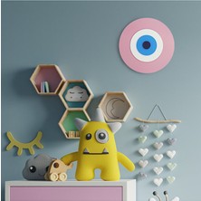 Ennea Art Minimalist Bebe Pembe Nazar Boncuğu El Yapımı Ahşap Büyük Nazarlık 25 cm Hediyelik Eşya