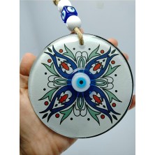 Ennea Art Nazar Boncuğu Duvar Dekoru El Yapımı Füzyon Cam Hediyelik Eşya 12 cm