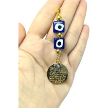 Biuti Kare Cam Nazar Boncuğu Araba Dikiz Ayna Süsü Metal Ayetel Kürsi, Lüks Yeni Araba Hediyesi