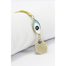 Biuti Turkuaz Göz Figürlü Metal Ayetel Kürsi Araba Dikiz Ayna Süsü, Yeni Araba Hediyesi