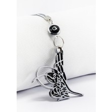 Biuti Çerçeveli Siyah Nazar Boncuklu Osmanlı Tuğrası Dikiz Ayna Süsü, Yeni Araba Hediyesi