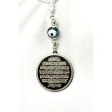 Biuti Zümrüt Yeşili Boncuklu Siyah Çelik Çift Taraflı Ayetel Kürsi /nazar Ayeti Araba Dikiz Ayna Süsü