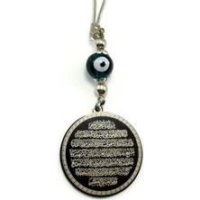 Biuti Zümrüt Yeşili Nazarlı Siyah Çelik Çift Taraflı Ayetel Kürsi / Felak Nas Ihlas Araba Dikiz Ayna Süsü