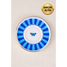 Tabak Evi Porselen Butterfly Collection Altın Yaldızlı Çay Tabağı 11,8cm Mavi Tekli
