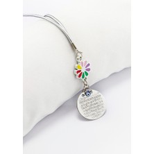 Biuti Renkli Papatyalı Metal Ayetel Kürsi Dualı Dikiz Ayna Süsü, Yeni Araba Hediyesi