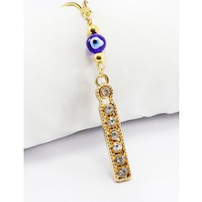 Biuti Gold Renkli Parlak Taşlı I Harfi Araba Dikiz Ayna Süsü, Yeni Harfli Araba Hediyesi