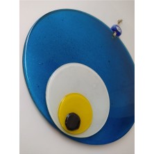 Ennea Art Turkuaz El Yapımı Büyük Cam Nazar Boncuğu 20 cm