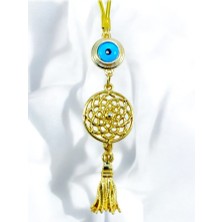 Biuti Nazar Boncuklu Lotus Çiçeği Araba Dikiz Ayna Süsü/ Püsküllü Yeni Araba Hediyesi