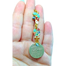 Biuti Renkli Salkım Nazar ve Balık  Detaylı Metal Ayetel Kürsi Araba Dikiz Ayna Süsü,  Araba Hediyesi