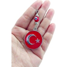 Biuti Kırmızı Nazar Boncuklu Metal Ay Yıldız Türkiye Araba Dekoru Hediyelik, Yeni Araba Hediyesi