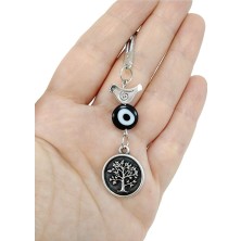 Biuti Siyah Nazar Boncuğu Metal Kuş/hayat Ağacı Figürlü Araba Dikiz Ayna Süsü Hediyeik