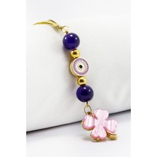 Biuti Lacivert Boncuklu Sedefli Dört Yapraklı Yonca Araba Dikiz Ayna Süsü Tarz Yeni Araba Hediyesi