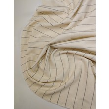Kumaş Parça Krem Siyah Çizgili Interlok Örme Kumaş (En 180 cm x Boy 310 Cm)